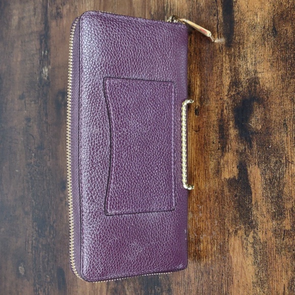Michael Kors Plum Leather Mercer Zip Around Wallet - Picture 3 of 12